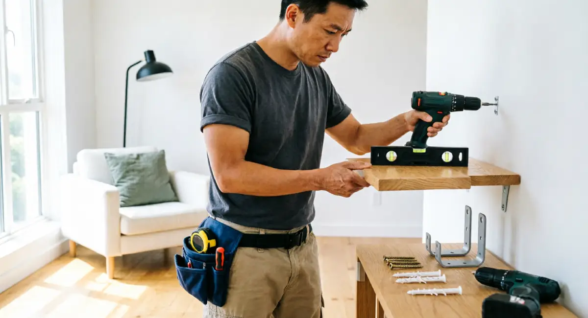 install floating shelves without damaging wall