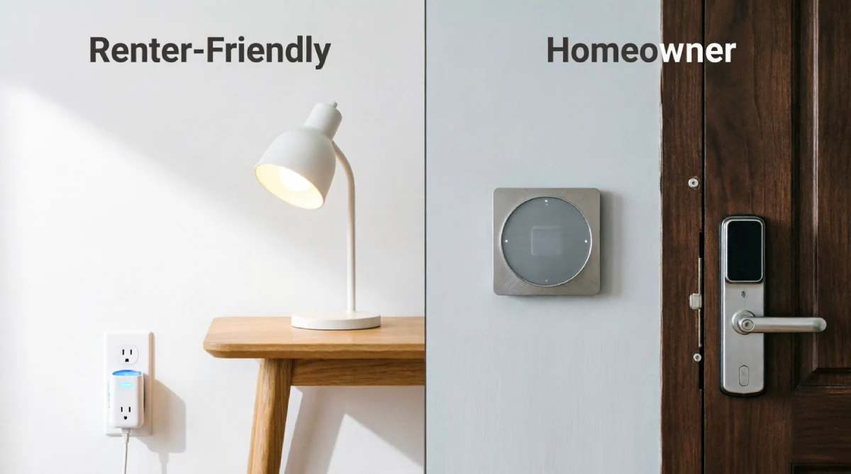 Comparison of renter-friendly plug-in smart devices and permanent hardwired homeowner installations